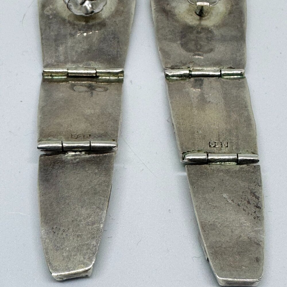 Vintage Sterling Silver and Turquoise inlay dangle earrings - Picture 2 of 4